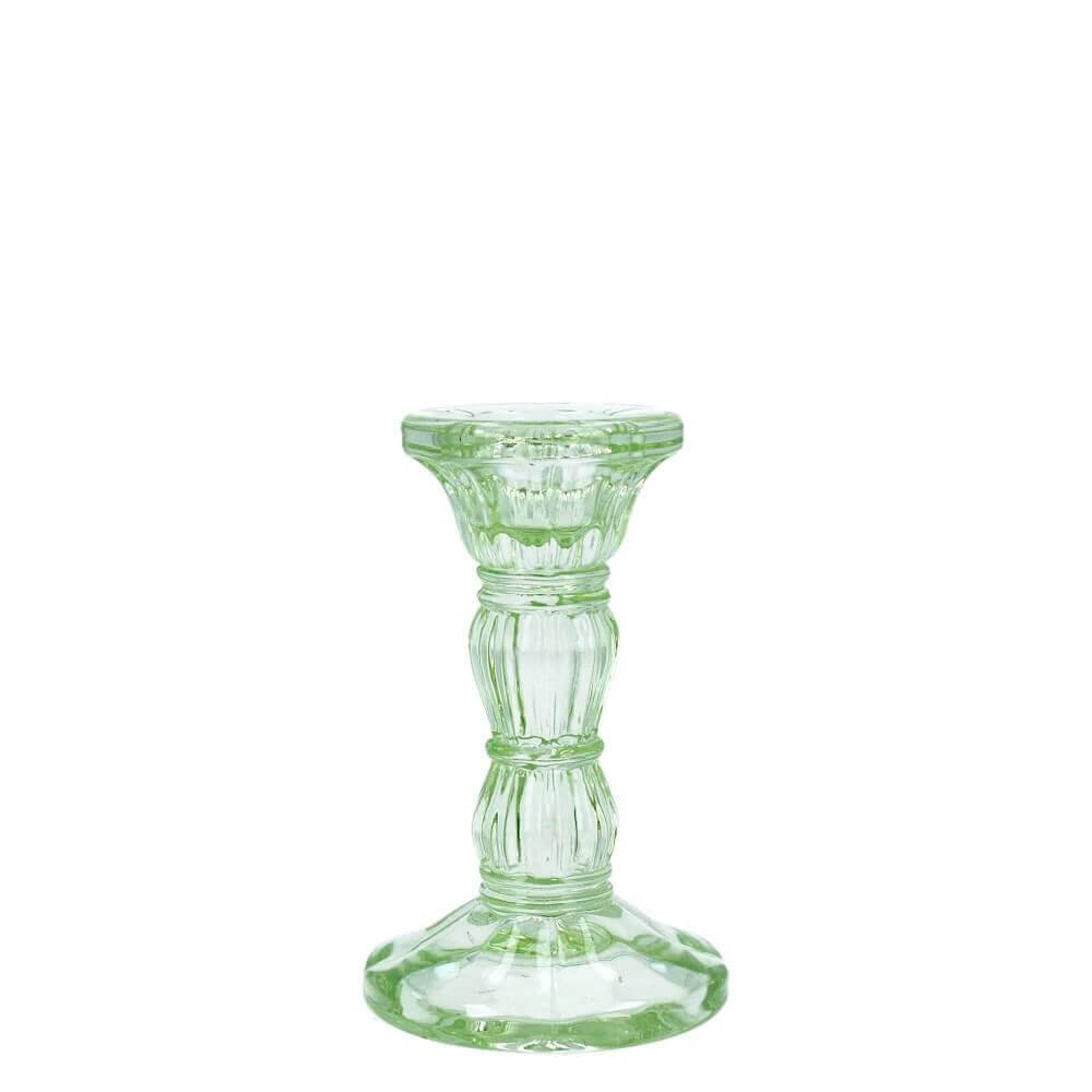 Gisela Graham Pastel Green Glass Candlestick Small